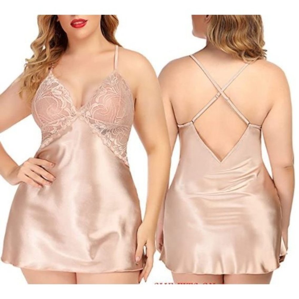 𝅺CHAMPAGNE - Classic Collection - Lace Chemise with G-String